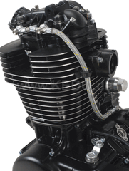 Kedo Twin Feed Oil Line Kit 'Race Line' with Silver Colored Steel Braided Oil Line, Complete Kit | 92050