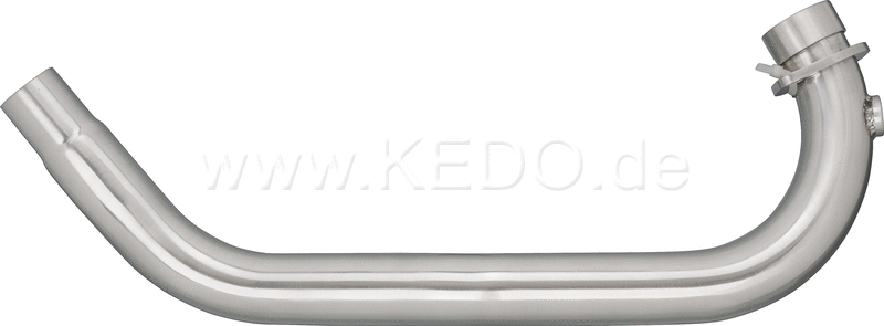 Kedo header pipe 'sweptback', Brushed Stainless Steel (d. = 44 / 41.5mm including HD-Flange, Lower Mounting Spot and lambda sensor thread (Top)) | 92061BR