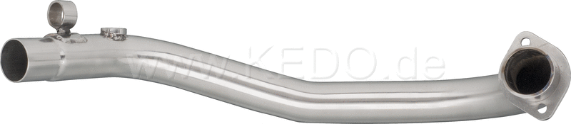 Kedo header pipe 'sweptback', Brushed Stainless Steel (d. = 44 / 41.5mm including HD-Flange, Lower Mounting Spot and lambda sensor thread (Bottom)) | 92062BR