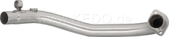 Kedo header pipe 'sweptback', Brushed Stainless Steel (d. = 44 / 41.5mm including HD-Flange, Lower Mounting Spot and lambda sensor thread (Bottom)) | 92062BR