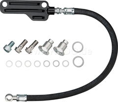 Kedo Twin Feed Oil Line Kit 'Vintage Black Line' with Black Textile pants and Black Anodized aluminum block with fins, Complete Kit | 92108