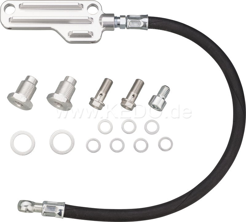 Kedo Twin Feed Oil Line 'Vintage' with Black Textile Pants (Silver Anodised Aluminum distributor) | 92110