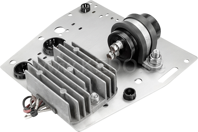 Kedo Electronic System "Evolution", aluminum black coated, electrical mounting plate for free frame triangle, mounting holes for standard- or Motogadget components | KTH-10057