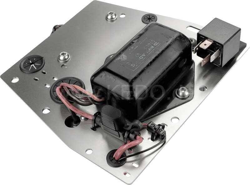 Kedo Electronic System "Evolution", aluminum black coated, electrical mounting plate for free frame triangle, mounting holes for standard- or Motogadget components | KTH-10057