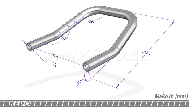 Kedo Rear Elbow, Optimized frame strength, high quality precision steel tube for best weldability, raw / phosphated | KTH-10065