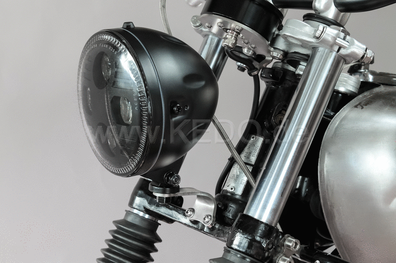 Kedo Head Light Bracket "Curved", stainless steel, for headlights with bottom mounting M9 or M10, including mounting material. | KTH-10076