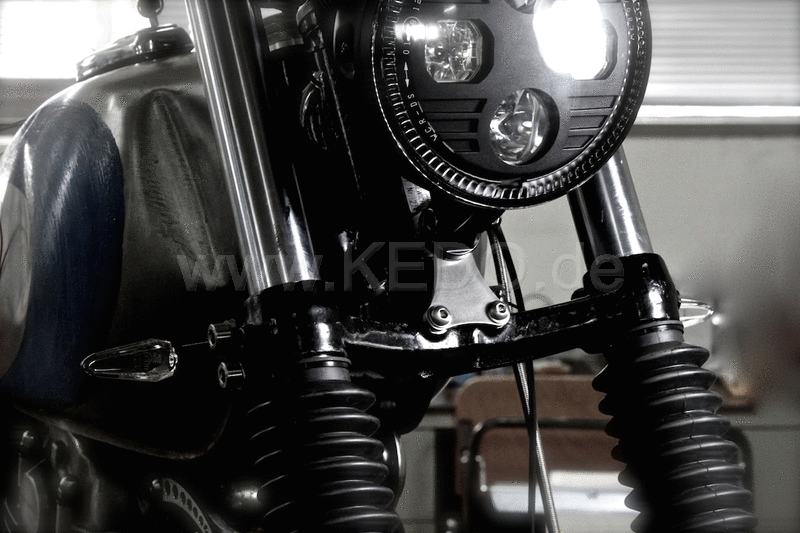 Kedo Headlight bracket "Straight" stainless steel coated black, mounting on bottom fork bridge for headlights with M9 and M10 mount - bottom mount | TH-10075.1