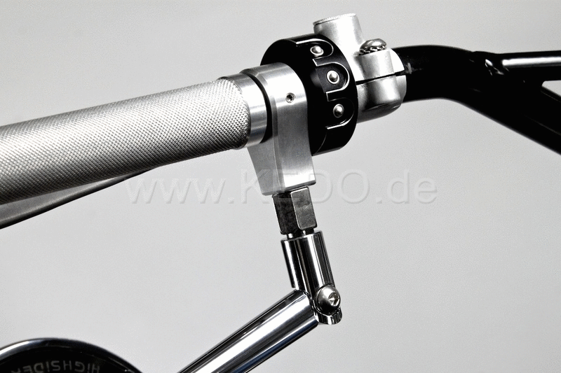 Kedo Mirror Bracket "upside-down", aluminum, innovative mounting position, for 22mm handlebars, M10x1,25 mirror thread, width 16mm | TH-10098.2