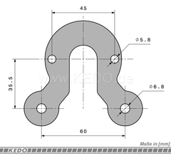 Kedo Speedometer Bracket "Eco" for aftermarket 60mm mini-instruments, stainless steel, mounting on upper yoke, speedometer mount 45mm / M6 | TH-10305