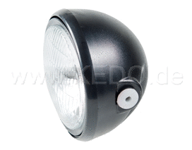 Kedo Head Light, Complete, Black, incl H4 insert 'E-Approved, Wrenchmonkees GibbonSlap-Style | WM0016