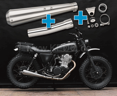 Kedo Gibbonslap Stainless Steel silencers, NOT Street Legal, incl dB killer, Connector Pipe and Bracket (in combination with center stand see item 27938) | WM0022-1