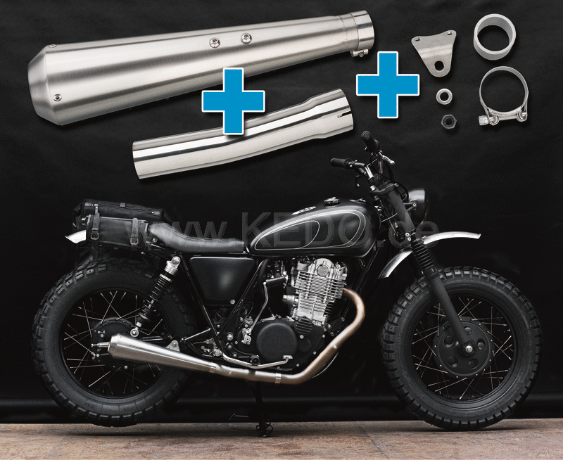 Kedo Gibbonslap Stainless Steel Silencer (NOT street legal) incl DB Killer, header pipe adapter spec. Bracket (in combination w. Center stood see # 27938) | WM0022-3