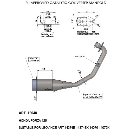 LEOVINCE SBK EU-APPROVED CATALYTIC CONVERTER MANIFOLD EU-APPROVED | 16048