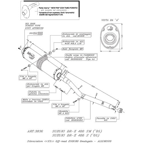 Leovince X3 SLIP-ON, ALUMINIUM E-Approved for SUZUKI DR-Z 400 S (2001-2008) | 3836