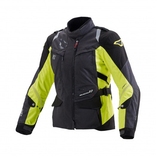 Macna Equator Ladies Women's Textile Jackets - Waterproof Black/neon yellow | 1653250-870