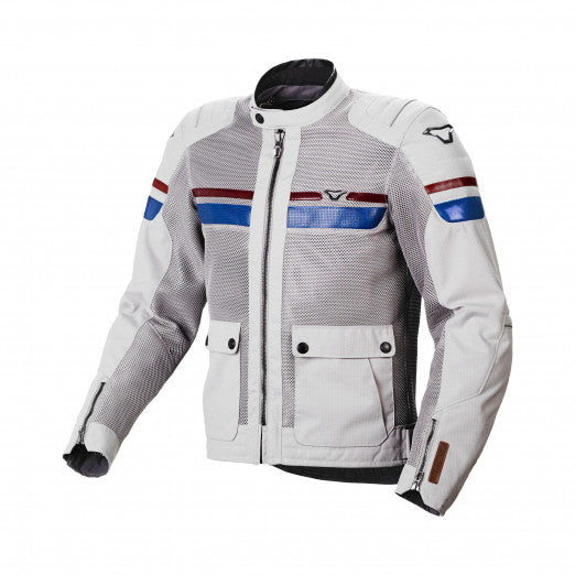 Macna Fluent Mens Textile Summer Jackets L-Grey/Red/Blue | 1653514-853