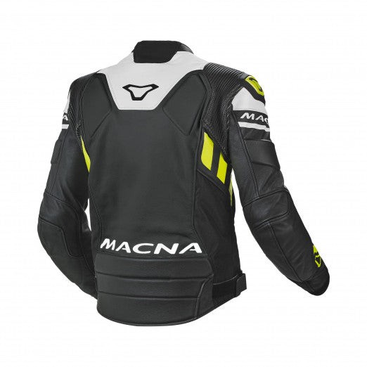 Macna Tracktix Mens Leather Jackets Black/White/Neon yellow | 1667577-127