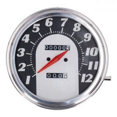 MCS FL Speedometer, 62-67 Electra Face, Black/Silver. 2:1 Mph