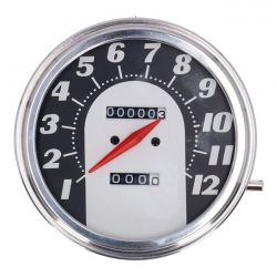 MCS FL Speedometer, 62-67 Electra Face, Black/Silver. 2:1 Mph