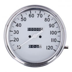 MCS FL Speedometer, 36-40 Face, White. 1:1 Mph
