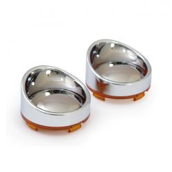 MCS Turn Signal Lens Set With Visor. Mirror Amber Lens