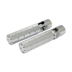 MCS Bomber, Foot Peg Set. Knurled. Chrome
