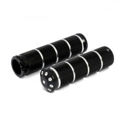 MCS Throttle Grip Set Bomber. Knurled. Black Cm