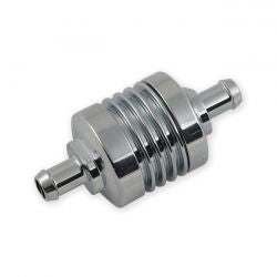 MCS Fuel Filter Ribbed For 3/8" Fuel Hose. Chrome