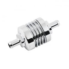MCS Fuel Filter Ribbed For 5/16" Fuel Hose. Chrome