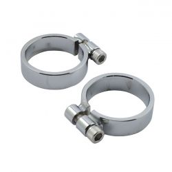 MCS XL Sportster Heavy Duty Header Clamps. Chrome