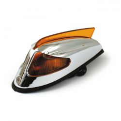 MCS 50-57 Style Front Fender Light. Chrome, Amber Lens