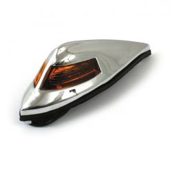 MCS Antique Style Front Fender Light. Chrome, Amber Lens