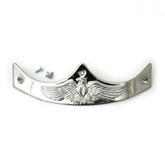 MCS Front Fender Tip, Eagle Embossed. Chrome