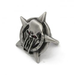 MCS License Plate Mount Kit Barbarian Skull. Pewter