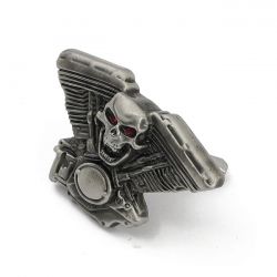 MCS License Plate Mount Kit Engine Skull. Pewter