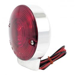 MCS Turn Signal Assembly. Front. Red Lens. Chrome