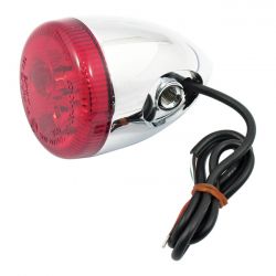 MCS 3-1 Led Bullet Taillight / Turn Signal Combo. Chrome. Red