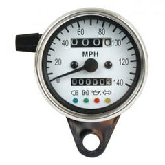 MCS Led Mini Speedo 2:1 Mph. Chrome With White Face Plate