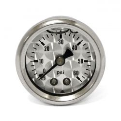 MCS Oil Pressure Gauge, Engine-Turned Face. 0-60 PSI