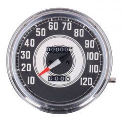 MCS FL Speedometer, 41-45 Face, Silver/Black. 2:1 Mph