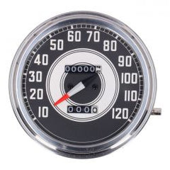 MCS FL Speedometer, 41-45 Face, Silver/Black. 2:1 Mph