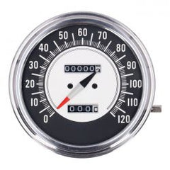 MCS FL Speedometer, 68-72 Face, Black/Silver. 2:1 Mph