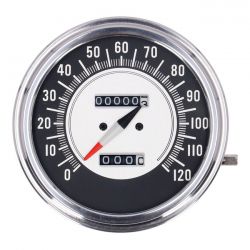 MCS FL Speedometer, 68-72 Face, Black/Silver. 2:1 Mph