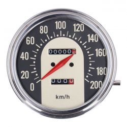 MCS FL Speedometer, 62-67 Electra Face, Black/Gold. 1:1 Kmh