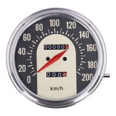MCS FL Speedometer, 62-67 Electra Face, Black/Gold. 2:1 Kmh