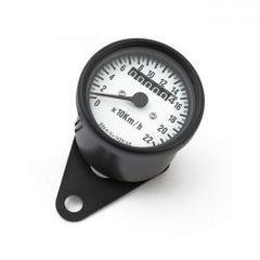 MCS Mini Speedometer, 1:1 Kmh Black With White Face Plate