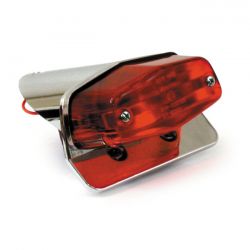 MCS Custom Lucas Taillight Assembly. With Bracket. Chrome