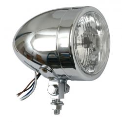 MCS Long Bullet 4" H4 Headlamp. No Visor. Chrome