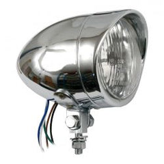 MCS Long Bullet 4" H4 Headlamp. With Visor. Chrome