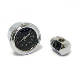 MCS Oil Pressure Gauge Kit Rocker Box, 0-60 PSI. Chrome
